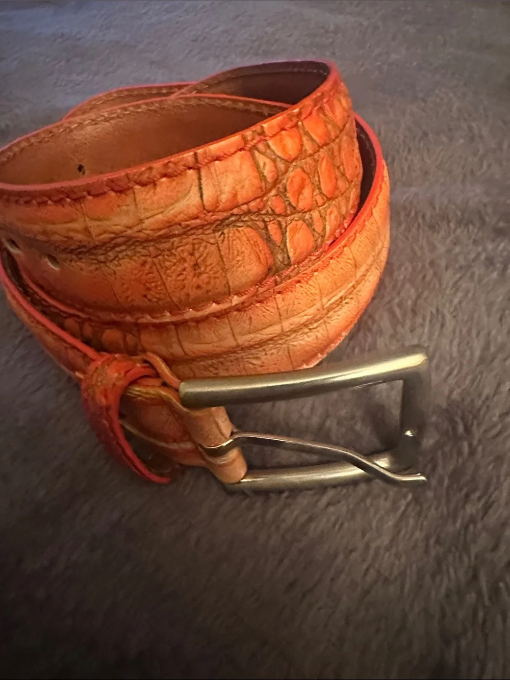 Saffi Men's Leather Casual Belt in Orange